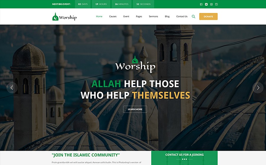 Worship islamic HTML template for websites